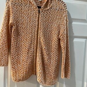 Sundance Tan Crochet Knit Cardigan Sweater